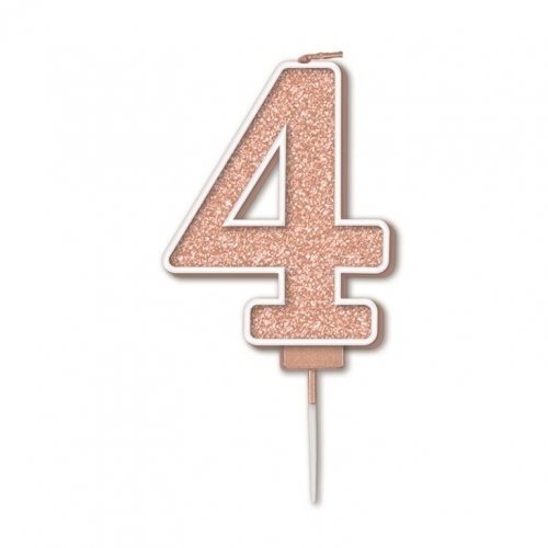 Candle Numeral #4 Sparkling Fizz Rose Gold (7.5cm) #30OT656048 - Each (Pkgd.)
