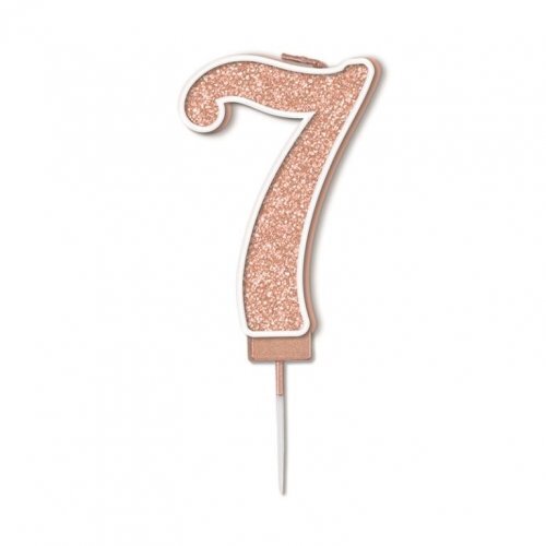 Candle Numeral #7 Sparkling Fizz Rose Gold (7.5cm) #30OT656079 - Each (Pkgd.)