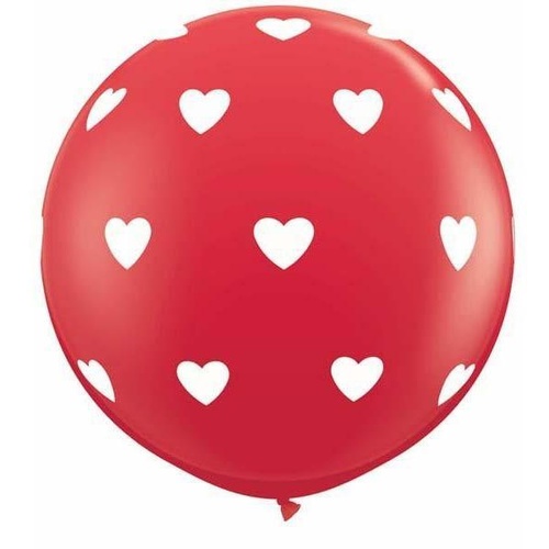 90cm Round Red Big Hearts-A-Round (White) #31089 - Pack of 2 SPECIAL ORDER ITEM