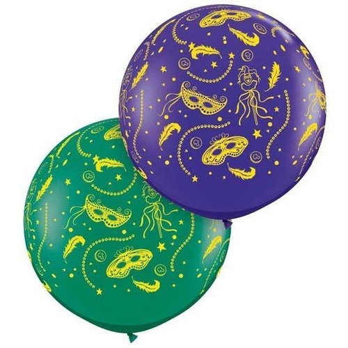 90cm Round Purple & Emerald Mardi Gras Party-A-Round #31339 - Pack of 2 SPECIAL ORDER ITEM