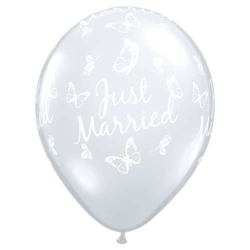 40cm Round Diamond Clear Just Married Butterflies-A-Round #31560 - Pack of 50 SPECIAL ORDER ITEM
