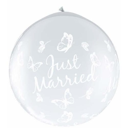 90cm Round Diamond Clear Just Married Butterflies-A-Round #31617 - Pack of 2 SPECIAL ORDER ITEM