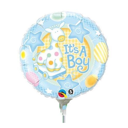 22cm Baby Boy It's A Boy Soft Giraffe #32947AF - Each (Inflated, supplied air-filled on stick)  TEMPORARILY UNAVAILABLE