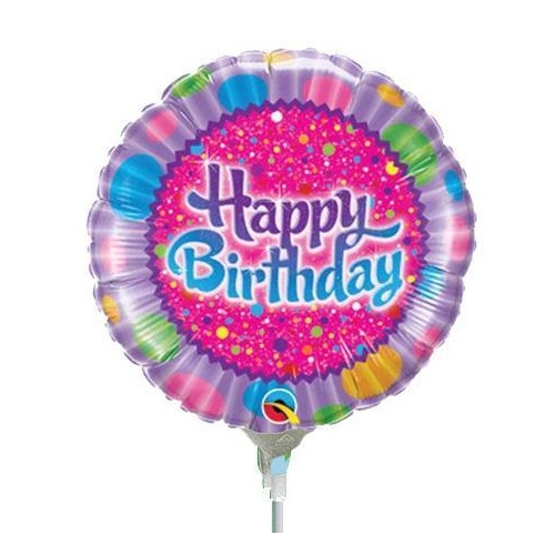 DISC 22cm Birthday Sprinkles & Sparkles Foil Balloon #32949AF - Each (Inflated, supplied air-filled on stick)