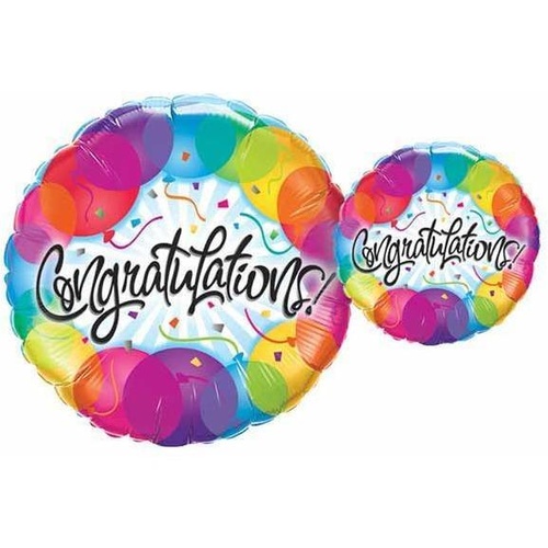 45cm Round Foil Congratulations Balloons #33360 - Each (Pkgd.) TEMPORARILY UNAVAILABLE
