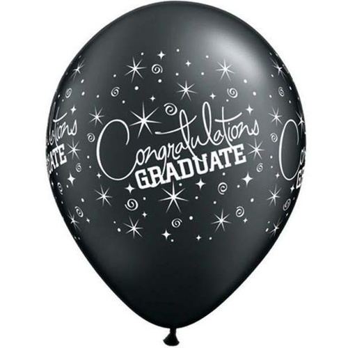 28cm Round Pearl Black & Silver Congratulations Graduate Wrap #3546125 - Pack of 25