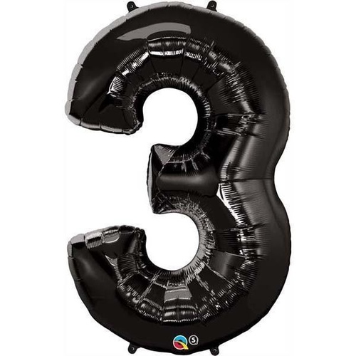86cm Number Foil Number Three Onyx Black #36332 - Each (Pkgd.)