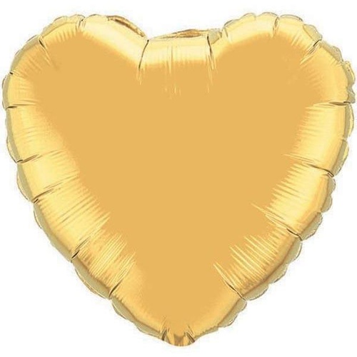 22cm Heart Metallic Gold Plain Foil Balloon #36334 - Each (FLAT, unpackaged, requires air inflation, heat sealing)