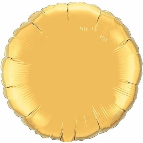 22cm Round Metallic Gold Plain Foil Balloon #36335AF - Each (Inflated, supplied air-filled on stick) 