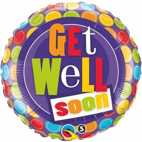 45cm Round Foil Get Well Dot Patterns #36402 - Each (Pkgd.) TEMPORARILY UNAVAILABLE