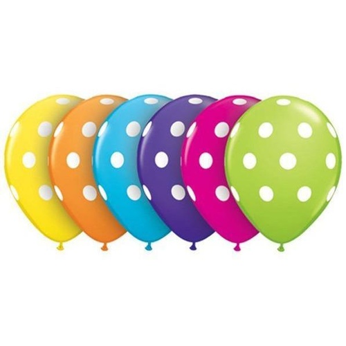 12cm Round Tropical Assorted Big Polka Dots (White) #36711 - Pack of 100 TEMPORARILY UNAVAILABLE