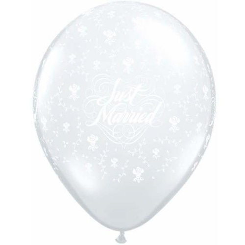 DISC 28cm Round Diamond Clear Just Married Flowers-A-Round #37087 - Pack of 50