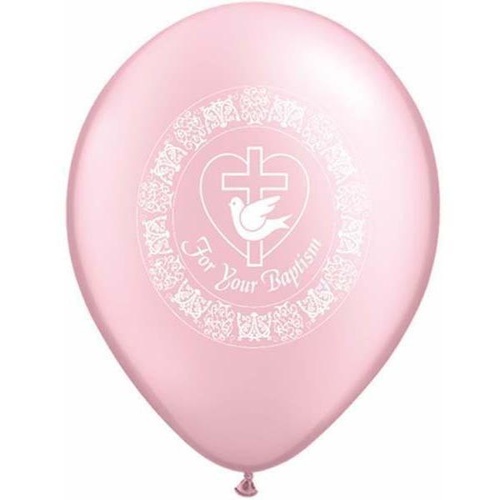 28cm Round Pearl Pink For Your Baptism Dove #37143 - Pack of 50
