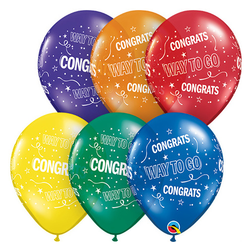 28cm Round Special Assorted Way To Go Congrats #37151 - Pack of 50 TEMPORARILY UNAVAILABLE