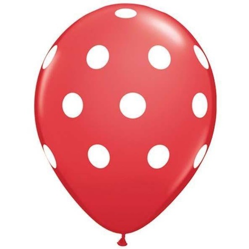 28cm Round Red Big Polka Dots (White) #3720825 - Pack of 25 