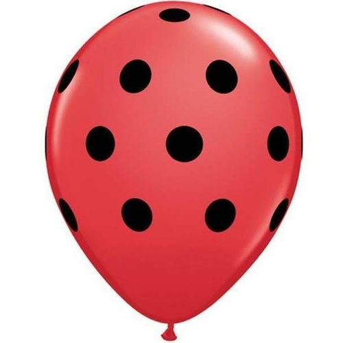 28cm Round Red Big Polka Dots (Black) #37221 - Pack of 50 