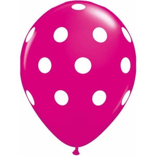 28cm Round Wild Berry Big Polka Dots (White) #37225 - Pack of 50