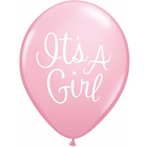 28cm Round Pink It's A Girl Classy Script #37546 - Pack of 50 TEMPORARILY UNAVAILABLE