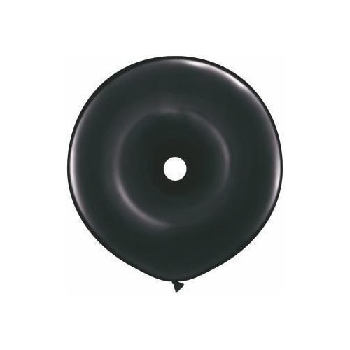 40cm Donut Onyx Black Qualatex Plain Latex Donut #37701 - Pack of 25 SPECIAL ORDER ITEM