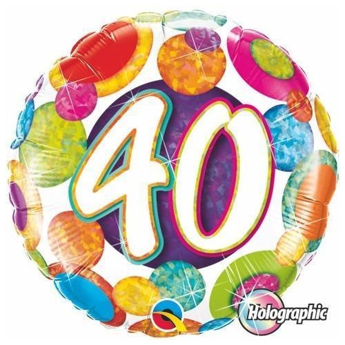 DISC 45cm Round Foil Holographic 40 Big Dots & Glitz #37900 - Each (Pkgd.)