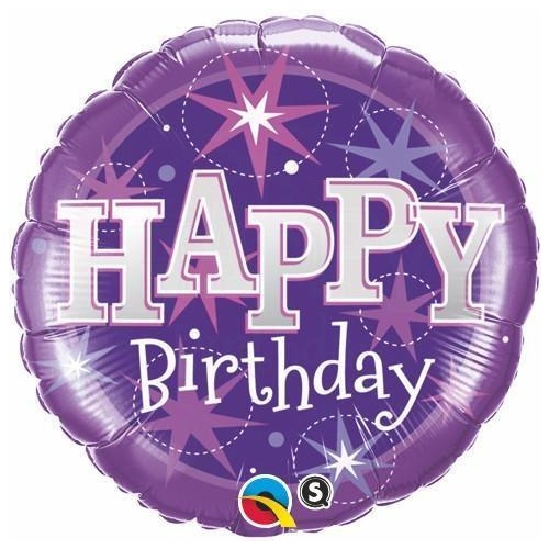 45cm Round Foil Birthday Purple Sparkle #37928 - Each (Pkgd.) 