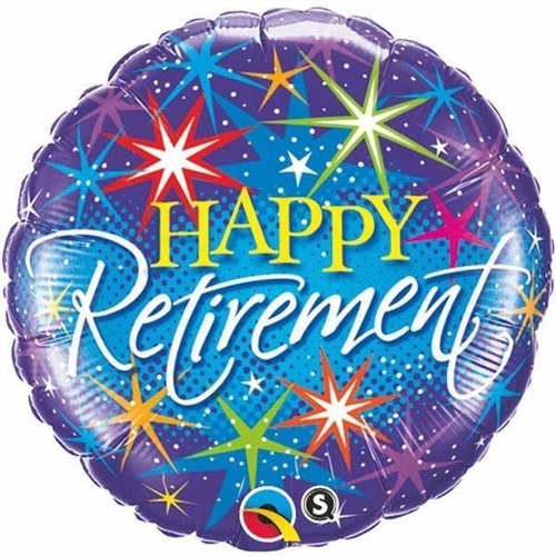 45cm Round Foil Retirement Colorful Bursts #37932 - Each (Pkgd.) 