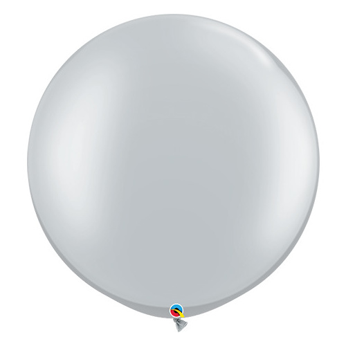 90cm Round Silver Qualatex Plain Latex #38402 - Pack of 2 TEMPORARILY UNAVAILABLE
