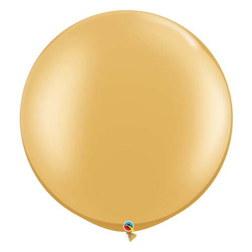 90cm Round Gold Qualatex Plain Latex #38422 - Pack of 2 