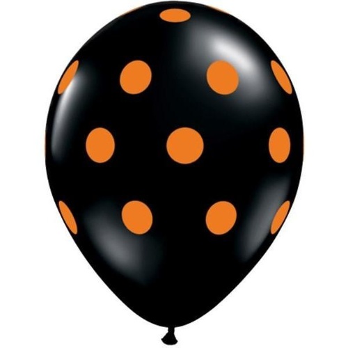 28cm Round Orange & Black Big Polka Dots #38470 - Pack of 50 SPECIAL ORDER ITEM