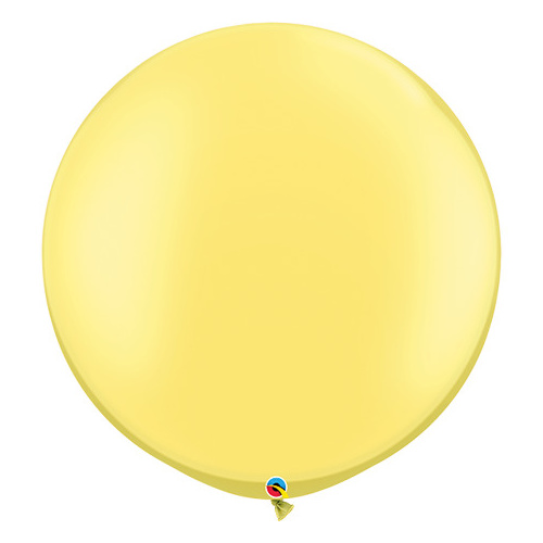 90cm Round Pearl Lemon Chiffon Qualatex Plain Latex #38485 - Pack of 2 