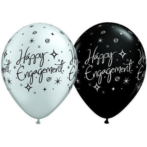 28cm Round Black & Silver Engagement Elegant Sparkles #38852 - Pack of 25