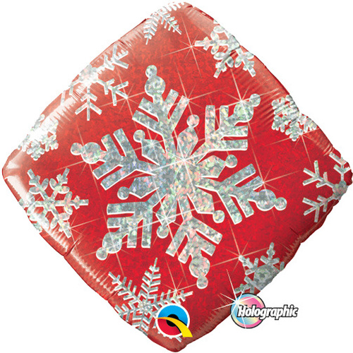 DISC 45cm Diamond Foil Holographic Snowflake Sparkles Red #39074 - Each (Unpkgd.)