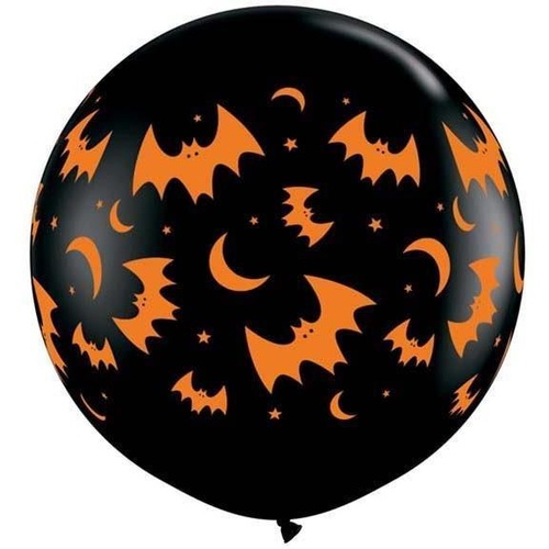 90cm Round Onyx Black Flying Bats & Moons Wrap #39124 - Pack of 2 