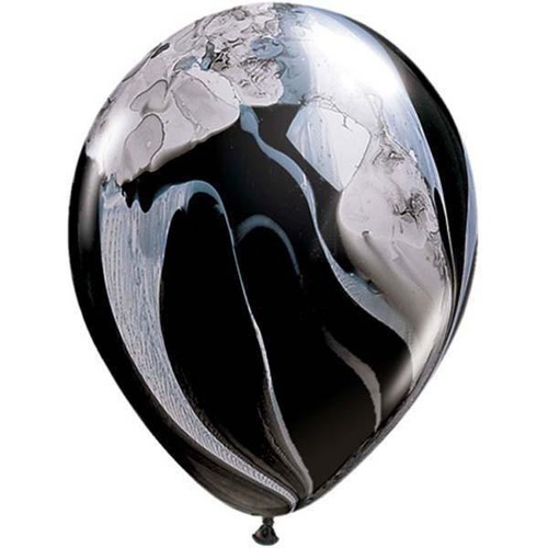 28cm Round Black & White Agate Qualatex Plain Latex Agate #39921 - Pack of 25