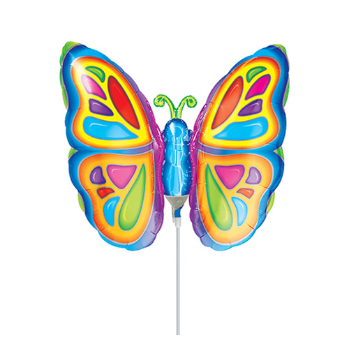 Mini Shape Animal Butterfly Bright Foil Balloon #4007366AF - Each (Inflated, supplied air-filled on stick) TEMPORARILY UNAVAILABLE