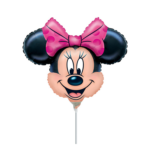 Mini Shape Licensed Minnie Mouse Foil Balloon #4007890AF - Each (Inflated, supplied air-filled on stick)
