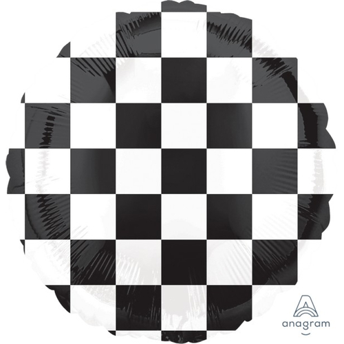 45cm Checkerboard Round Foil Balloon #4013955 - Each (Pkgd.) TEMPORARILY UNAVAILABLE