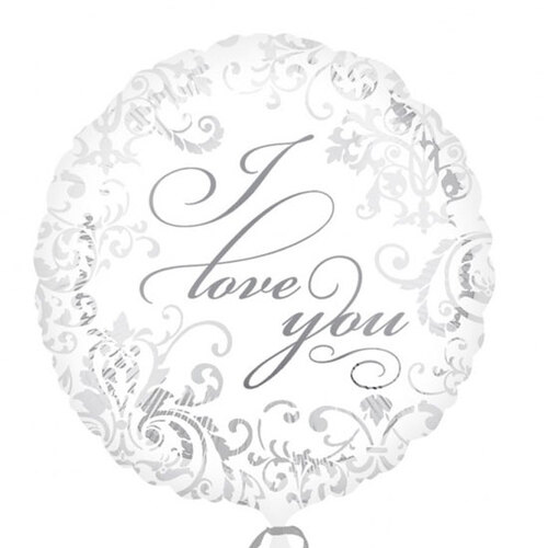 22cm I Love You Elegant Foil Balloon #4022120AF - Each (Inflated, supplied air-filled on stick)