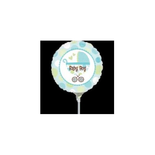 10cm Baby Boy Buggy Foil Balloon  #4022127AF - Each (Inflated, supplied air-filled on stick)
