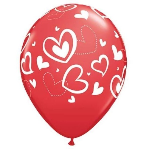28cm Round Red Mix & Match Hearts #4022725 - Pack of 25 