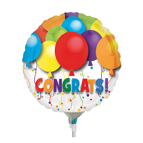 22cm Congratulations Bold Balloons Foil Balloon #4026894AF - Each (Inflated, supplied air-filled on stick) TEMPORARILY UNAVAILABLE