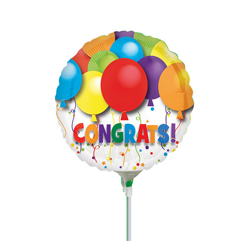10cm Congratulations Bold Balloons Foil Balloon #4026895AF - Each (Inflated, supplied air-filled on stick) TEMPORARILY UNAVAILABLE