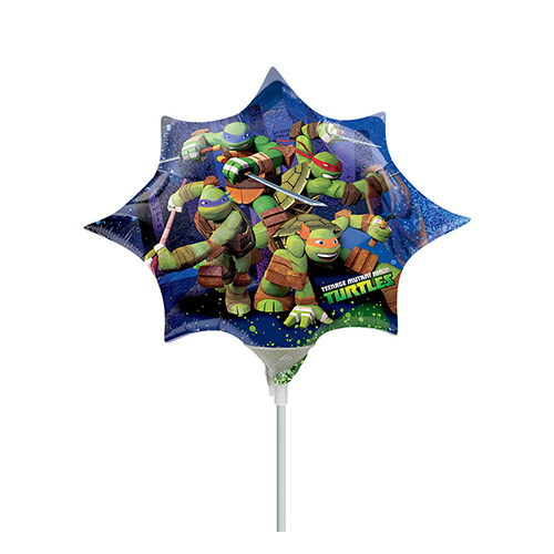 Mini Shape Licensed Teenage Mutant Ninja Turtles Foil Balloon #4028447AF - Each (Inflated, supplied air-filled on stick)