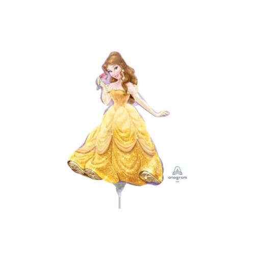 Mini Shape Licensed Disney Princess Belle Foil Balloon #4028478AF - Each (Inflated, supplied air-filled on stick)