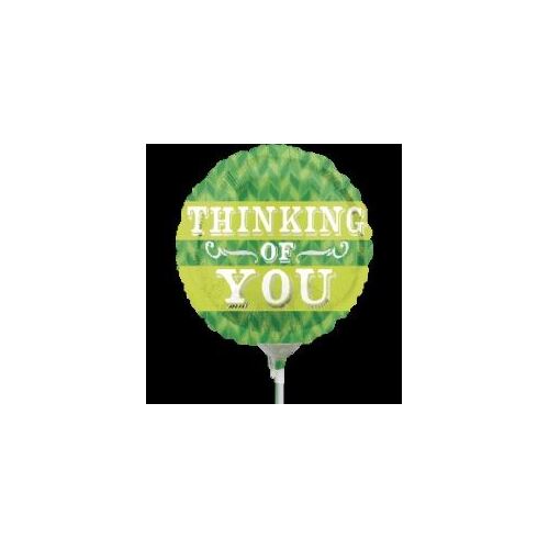22cm Green Chevron Thinking Of You Foil Balloon #4028874AF - Each  (Inflated, supplied air-filled on stick) TEMPORARILY UNAVAILABLE