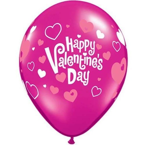 DISC 28cm Round Magenta & Ruby Valentine's Pink Hearts #40309 - Pack of 50