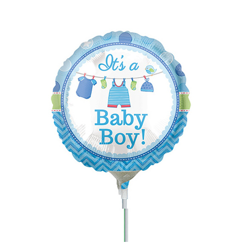 10cm Baby Boy Shower with Love Foil Balloon  #4031931AF - Each (Inflated, supplied air-filled on stick) TEMPORARILY UNAVAILABLE