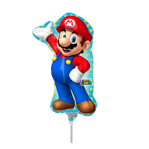 Mini Shape Licensed Mario Bros Foil Balloon #4032027AF - Each (Inflated, supplied air-filled on stick)