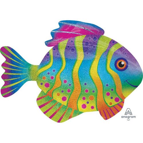 83cm SuperShape Holographic Colourful Fish Foil Balloon #4032850 - Each (pkgd.)