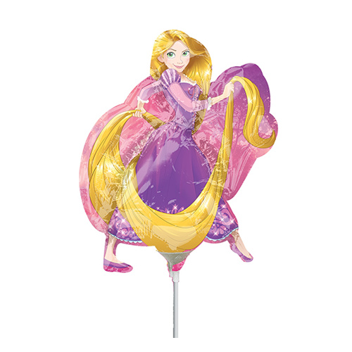 Mini Shape Licensed Disney Princess Rapunzel Foil Balloon #4033217AF - Each (Inflated, supplied air-filled on stick)